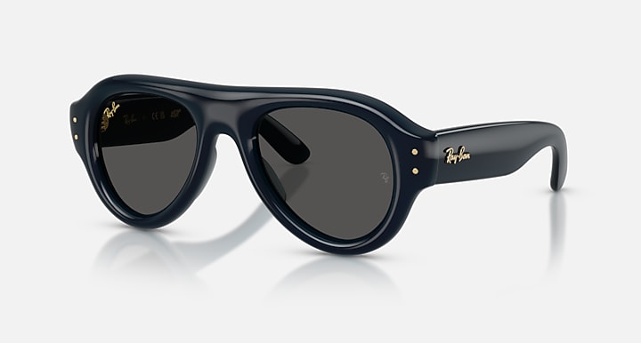 Ray-Ban AVIATOR PUFFER Transparent Dark Blue with Ultra Black Solid Color lenses - Quarter
