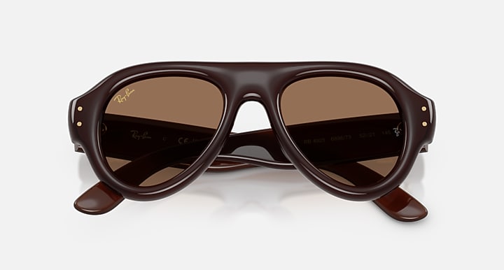 Ray-Ban AVIATOR PUFFER Transparent Dark Brown with Dark Brown Solid Color lenses - Closed Front