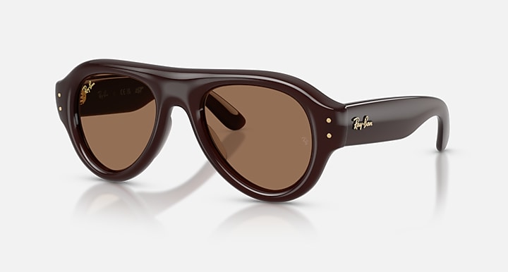 Ray-Ban AVIATOR PUFFER Transparent Dark Brown with Dark Brown Solid Color lenses - Quarter