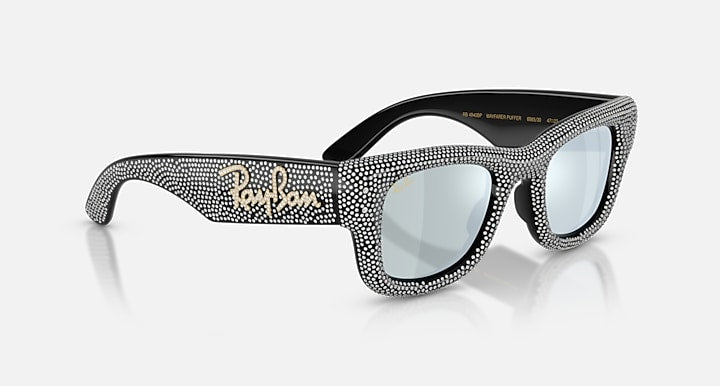 Ray-Ban WAYFARER PUFFER CRYSTAL PAVÈ EDITION Black with Green Mirror Silver Plan Mirror lenses - Alternative