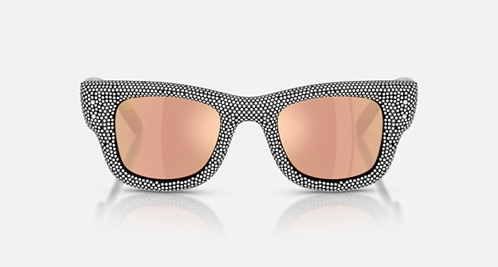 Ray-Ban WAYFARER PUFFER CRYSTAL PAVÈ EDITION Black with Dark Brown Mirror Rose Gold Mirror lenses - Front