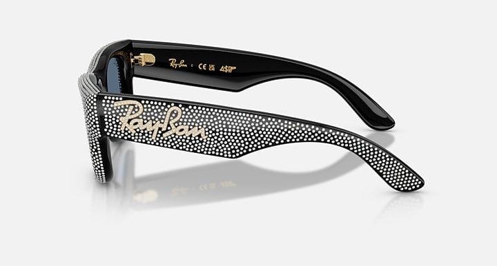 Ray-Ban WAYFARER PUFFER CRYSTAL PAVÈ EDITION Black with Dark Blue Solid Color lenses - Lateral