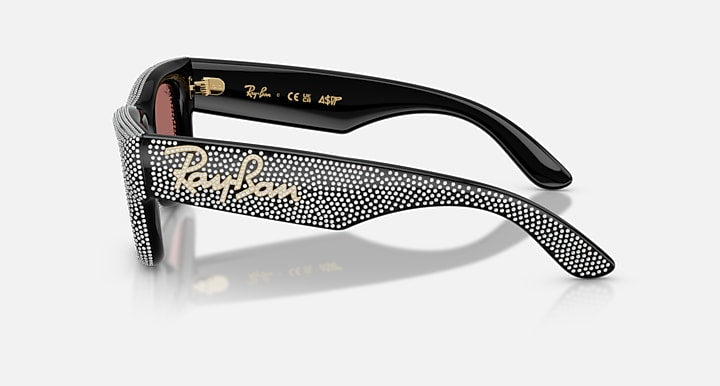 Ray-Ban WAYFARER PUFFER CRYSTAL PAVÈ EDITION Black with Dark Violet Solid Color lenses - Lateral
