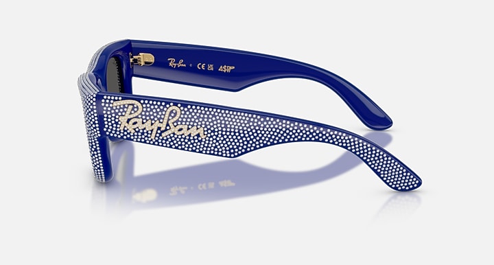 Ray-Ban WAYFARER PUFFER CRYSTAL PAVÈ EDITION Blue & Strass Pave with Ultra Black Solid Color lenses - Lateral