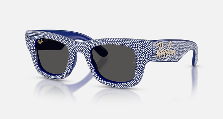 Ray-Ban WAYFARER PUFFER CRYSTAL PAVÈ EDITION Blue & Strass Pave with Ultra Black Solid Color lenses - Quarter