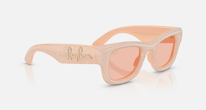 Ray-Ban WAYFARER PUFFER CRYSTAL PAVÈ EDITION Solid Nude with Dark Pink Solid Color lenses - Alternative
