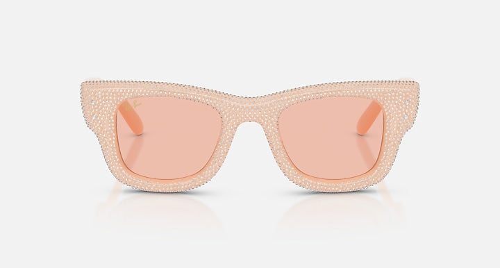 Ray-Ban WAYFARER PUFFER CRYSTAL PAVÈ EDITION Solid Nude with Dark Pink Solid Color lenses - Front