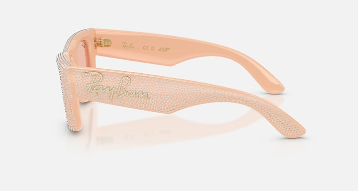 Ray-Ban WAYFARER PUFFER CRYSTAL PAVÈ EDITION Solid Nude with Dark Pink Solid Color lenses - Lateral