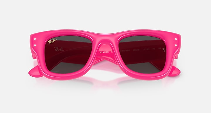 Ray-Ban WAYFARER PUFFER CRYSTAL EDITION Pink & Strass with Ultra Black Solid Color lenses - Closed Front