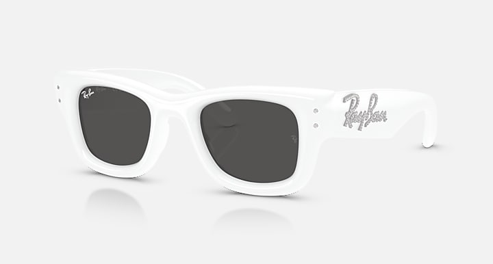 Ray-Ban WAYFARER PUFFER CRYSTAL EDITION White & Strass with Ultra Black Solid Color lenses - Quarter