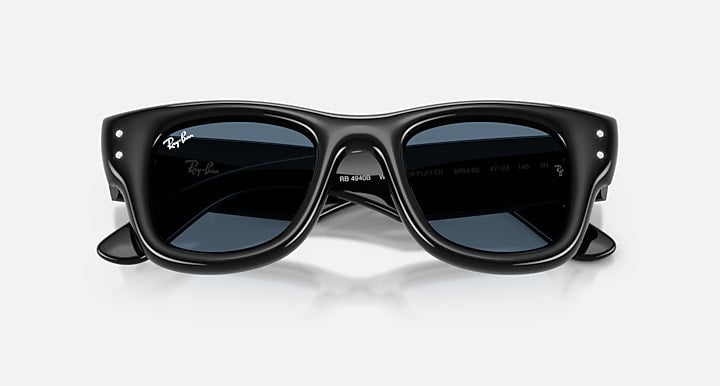 Ray-Ban WAYFARER PUFFER CRYSTAL EDITION Black with Dark Blue Solid Color lenses - Closed Front