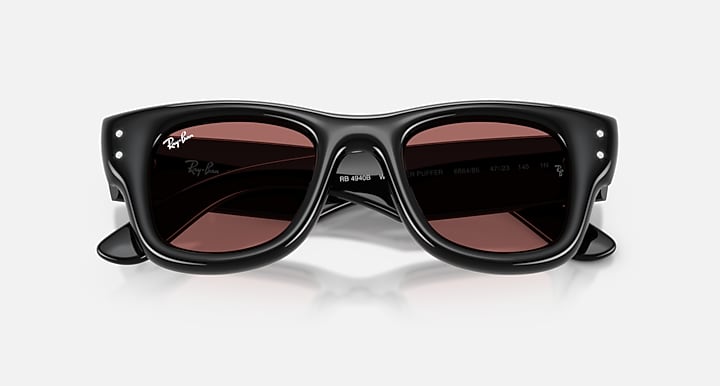Ray-Ban WAYFARER PUFFER CRYSTAL EDITION Black with Dark Violet Solid Color lenses - Closed Front