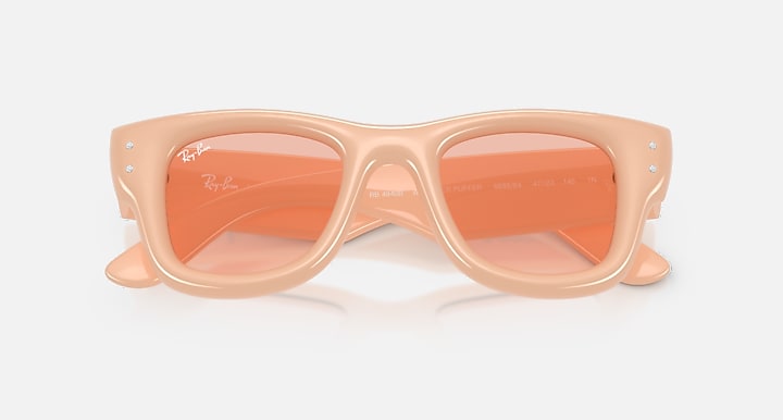 Ray-Ban WAYFARER PUFFER CRYSTAL EDITION Solid Nude with Dark Pink Solid Color lenses - Closed Front