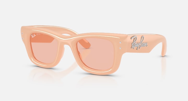 Ray-Ban WAYFARER PUFFER CRYSTAL EDITION Solid Nude with Dark Pink Solid Color lenses - Quarter
