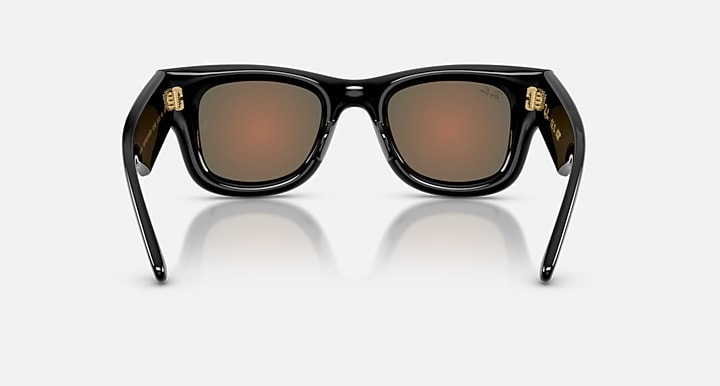 Ray-Ban WAYFARER PUFFER Black with Brown Mirror Orange Mirror lenses - Back