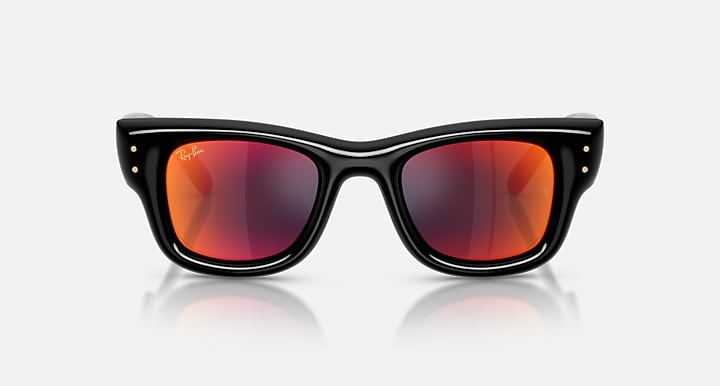 Ray-Ban WAYFARER PUFFER Black with Brown Mirror Orange Mirror lenses - Front