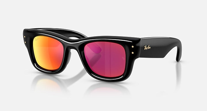 Ray-Ban WAYFARER PUFFER Black with Brown Mirror Orange Mirror lenses - Quarter