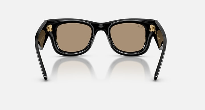 Ray-Ban WAYFARER PUFFER Black with Dark Brown Mirror Rose Gold Mirror lenses - Back