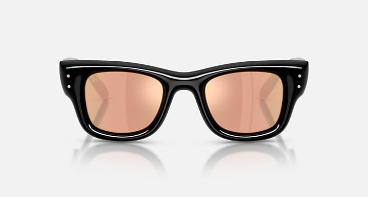 Ray-Ban WAYFARER PUFFER Black with Dark Brown Mirror Rose Gold Mirror lenses - Front