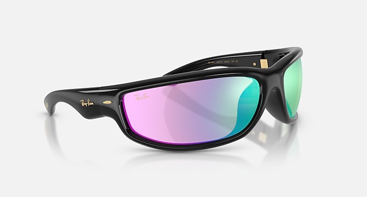 Ray-Ban ULTRA WRAP 003 NEXT GENERATION COLLECTION Black with Light Grey Mirror Blue Solid Color - Mirror lenses - Alternative
