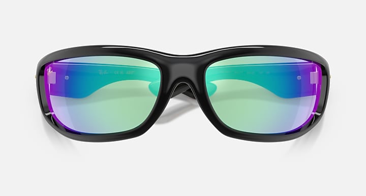 Ray-Ban ULTRA WRAP 003 NEXT GENERATION COLLECTION Black with Light Grey Mirror Blue Solid Color - Mirror lenses - Closed Front