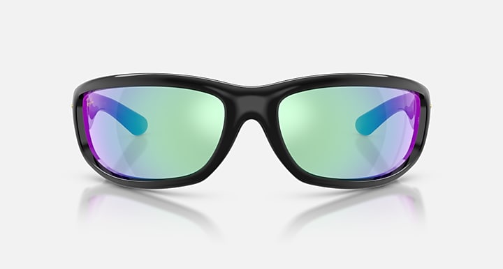 Ray-Ban ULTRA WRAP 003 NEXT GENERATION COLLECTION Black with Light Grey Mirror Blue Solid Color - Mirror lenses - Front