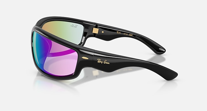 Ray-Ban ULTRA WRAP 003 NEXT GENERATION COLLECTION Black with Light Grey Mirror Blue Solid Color - Mirror lenses - Lateral
