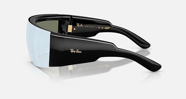 Ray-Ban ULTRA WRAP 002 NEXT GENERATION COLLECTION Black with Green Mirror Silver Solid Color - Mirror lenses - Lateral