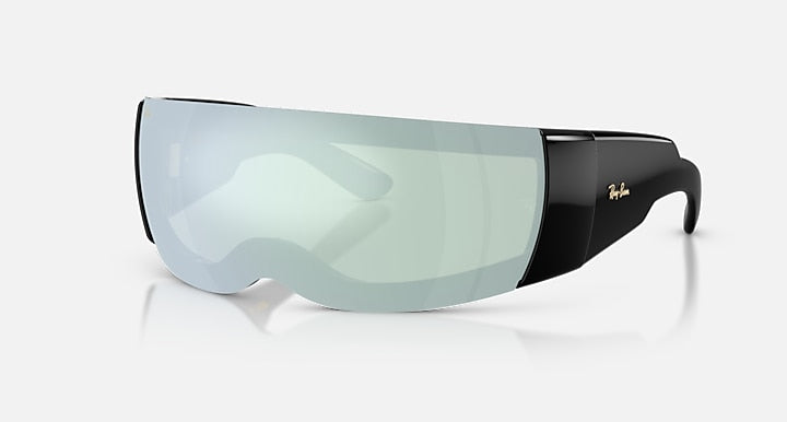 Ray-Ban ULTRA WRAP 002 NEXT GENERATION COLLECTION Black with Green Mirror Silver Solid Color - Mirror lenses - Quarter