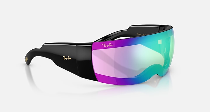 Ray-Ban ULTRA WRAP 002 NEXT GENERATION COLLECTION Black with Light Grey Mirror Blue Solid Color - Mirror lenses - Alternative