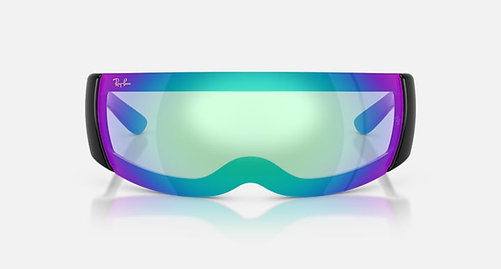 Ray-Ban ULTRA WRAP 002 NEXT GENERATION COLLECTION Black with Light Grey Mirror Blue Solid Color - Mirror lenses - Front