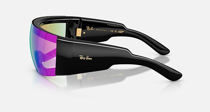 Ray-Ban ULTRA WRAP 002 NEXT GENERATION COLLECTION Black with Light Grey Mirror Blue Solid Color - Mirror lenses - Lateral