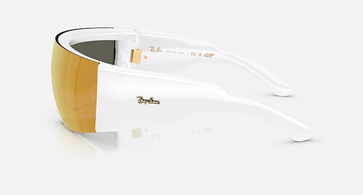 Ray-Ban ULTRA WRAP 002 NEXT GENERATION COLLECTION White with Brown Mirror Gold Solid Color - Mirror lenses - Lateral