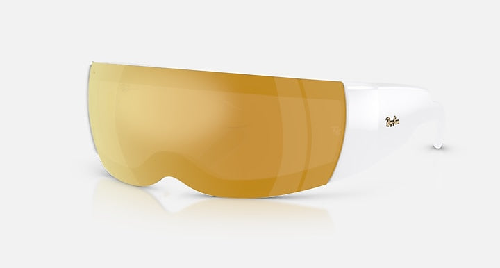Ray-Ban ULTRA WRAP 002 NEXT GENERATION COLLECTION White with Brown Mirror Gold Solid Color - Mirror lenses - Quarter