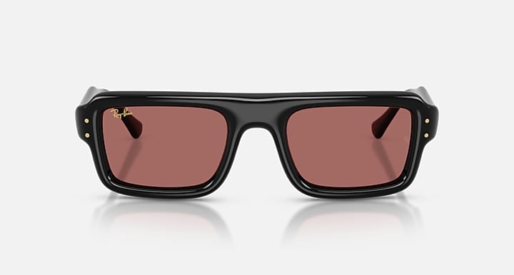 Ray-Ban FLACKO PUFFER Black with Dark Violet Solid Color lenses - Front