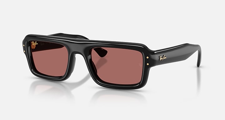 Ray-Ban FLACKO PUFFER Black with Dark Violet Solid Color lenses - Quarter
