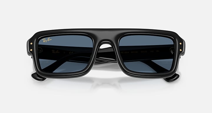 Ray-Ban FLACKO PUFFER Black with Dark Blue Solid Color lenses - Closed Front