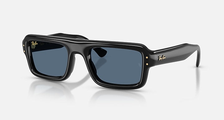 Ray-Ban FLACKO PUFFER Black with Dark Blue Solid Color lenses - Quarter