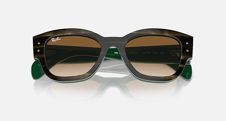Ray-Ban JORGE Striped Green On Green with Clear & Brown Gradient lenses - Closed Front