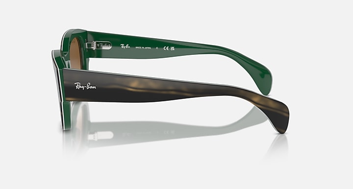 Ray-Ban JORGE Striped Green On Green with Clear & Brown Gradient lenses - Lateral