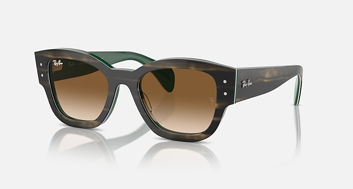 Ray-Ban JORGE Striped Green On Green with Clear & Brown Gradient lenses - Quarter