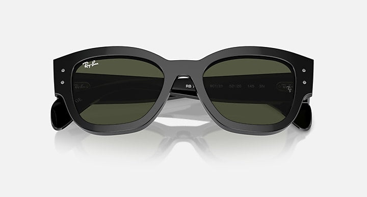 Ray-Ban JORGE Black with Green Solid Color lenses - Closed Front