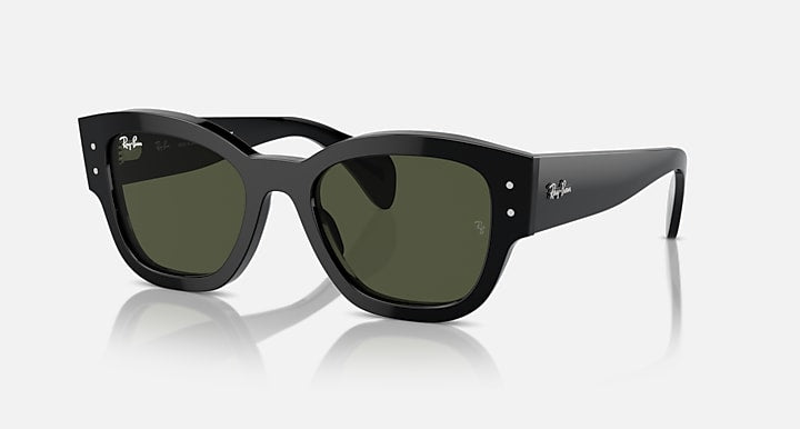 Ray-Ban JORGE Black with Green Solid Color lenses - Quarter