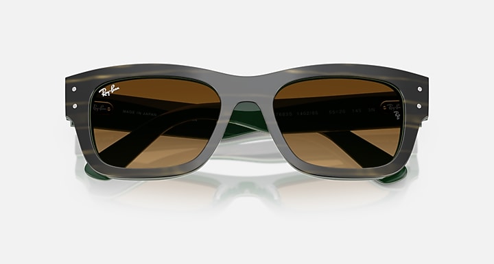 Ray-Ban JOSEPH Striped Green On Green with Gradient Brown Gradient lenses - Closed Front