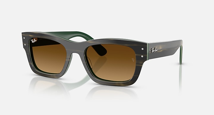 Ray-Ban JOSEPH Striped Green On Green with Gradient Brown Gradient lenses - Quarter