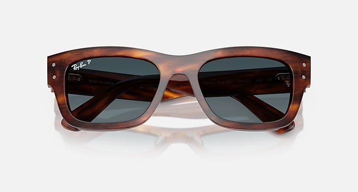 Ray-Ban JOSEPH Striped Havana with Gradient Blue Polarized Gradient lenses - Closed Front