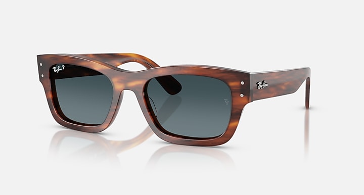 Ray-Ban JOSEPH Striped Havana with Gradient Blue Polarized Gradient lenses - Quarter