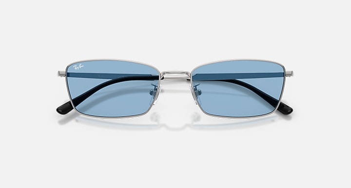 Ray-Ban RB8069D TITANIUM Silver with Blue Solid Color lenses - Closed Front