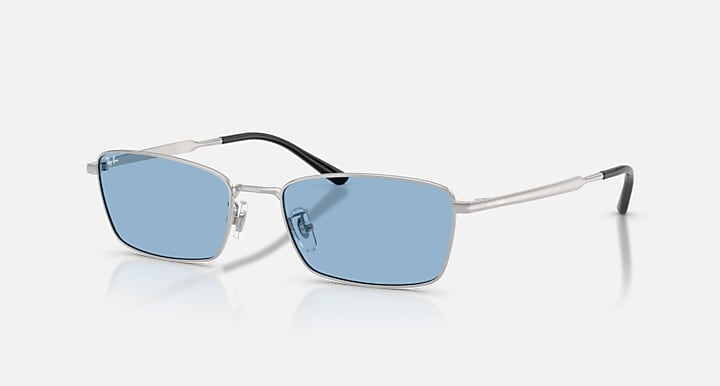 Ray-Ban RB8069D TITANIUM Silver with Blue Solid Color lenses - Quarter
