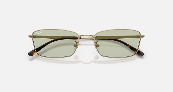 Ray-Ban RB8069D TITANIUM Gold with Light Green Solid Color lenses - Closed Front